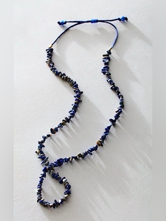 Free People Jewelry - Free People Lapis Lazuli Beaded Necklace Blue Coastal Boho NWT